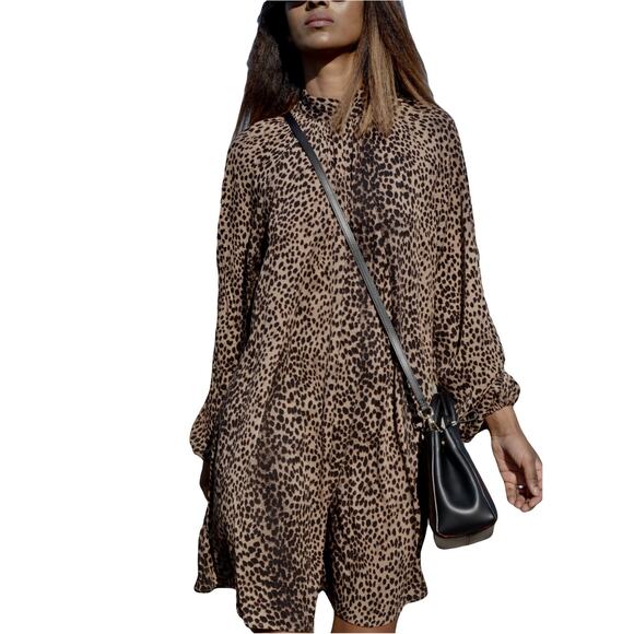 h&m leopard print mini dress Womens DIVIDED H&M Leopard Print Mini Dress Size 12